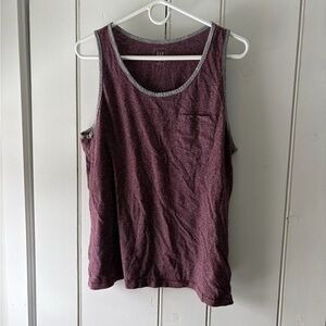 Men’s burgundy tank top with gray outline